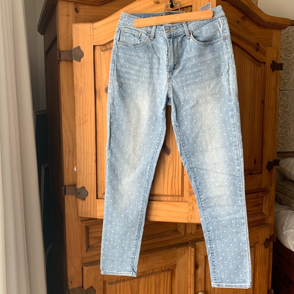 Levis Women's Light Blue Jeans with dots